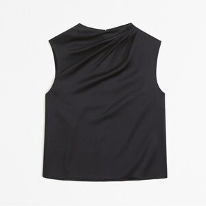 Abercrombie & Fitch Satin High-Neck Draped Cowl Top